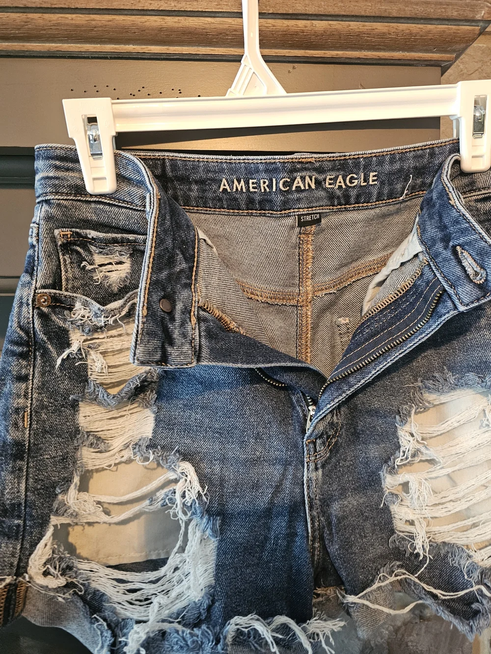 American Eagle Outfitters Distressed Denim Jean Shorts - Blue